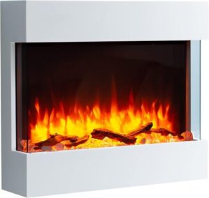 BALDERIA cheminée électrique Alva | Foyer électrique Mural avec Effet de Flammes 3D | Chauffage 2000W, éclairage LED | Cheminée à Fixation Murale avec télécommande, minuteur &...