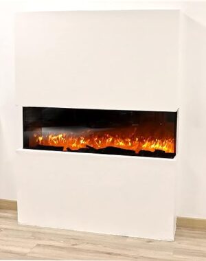 Chemin’Arte - Cheminée Électrique Encastrable Effet Flammes 3D 110 cm, 3 Faces - Conçue en France - Garantie 2 Ans