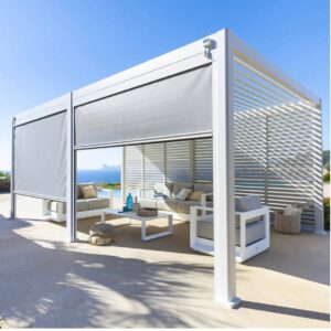 Store blanc pour côté 6 mètres pour pergola Evora 3.60 x 6 mètres