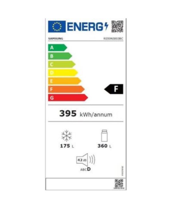 SAMSUNG RS50N3803BC - Réfrigérateur américain -501 L(357+144 L) -Froid ventilé --L – Image 2