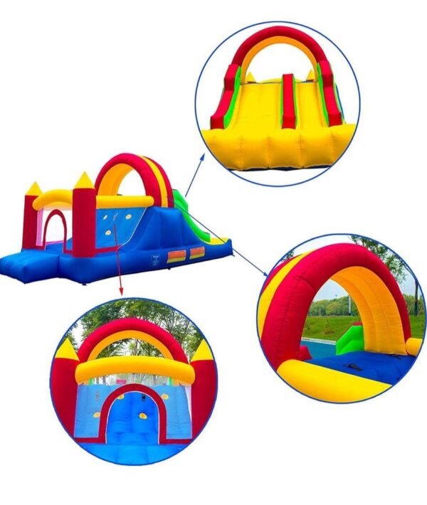 Ballsea Château gonflable ,escalade des roches, grand mur d'escalade avec 2 toboggans de course à l'arrière et un château gonflable pour enfants avec ventilateur – Image 5