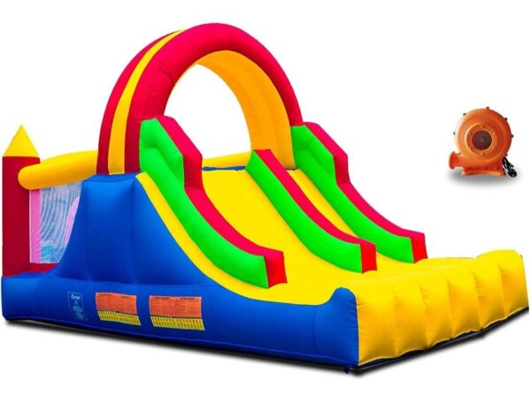 Ballsea Château gonflable ,escalade des roches, grand mur d'escalade avec 2 toboggans de course à l'arrière et un château gonflable pour enfants avec ventilateur – Image 3
