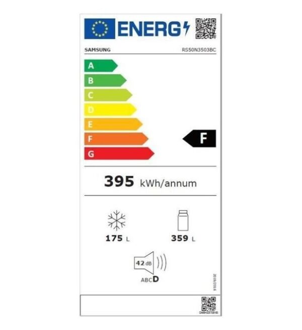 SAMSUNG RS50N3503BC-Réfrigérateur américain-501 L (357 + 144 L)-Froid ventilé – Image 2