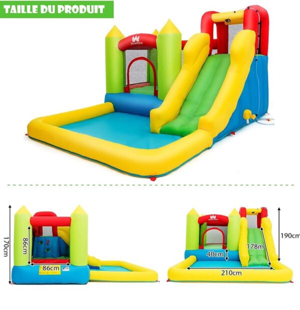 GOPLUS Château Gonflable en Tissu d'Oxford Imperméable et Durable avec Toboggan et Mur d'Escalade ,Aire de Jeux Gonflable avec Divertissements Multiples Pompes Air Non-Incluse(grande piscine) – Image 2