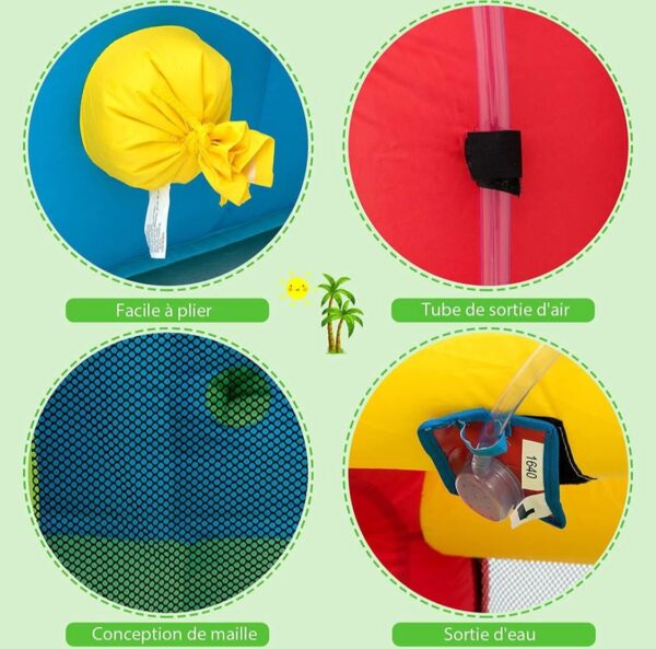 GOPLUS Château Gonflable en Tissu d'Oxford Imperméable et Durable avec Toboggan et Mur d'Escalade ,Aire de Jeux Gonflable avec Divertissements Multiples Pompes Air Non-Incluse(grande piscine) – Image 4
