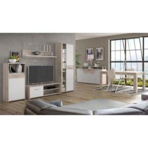 GULADA Ensemble meuble télé -buffet-table à manger-Contemporain-Blanc