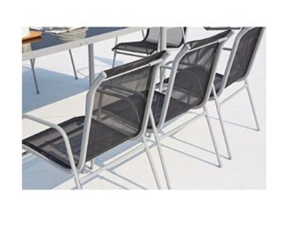 Lusiana 8 : ensemble de jardin en acier inoxydable gris et textilène 8 personnes – Image 3