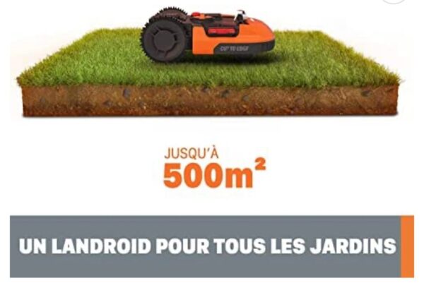 WORX - Tondeuse Robot connectée sans Fil LANDROID - WR141E - jusqu'à 500m² (Installation Facile, tond sous la Pluie, Autonome, contrôle à Distance, Tonte Intelligente avec Coupe près des Bordures) – Image 5
