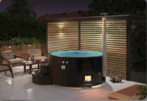 Spa extérieur en bois avec poêle intégré 6 places – Delux 200 noir