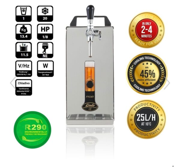 Tireuse a biere PYGMY 25 LE machine a biere, pompe a biere 1 ligne, 25 litres/h, Green Line – Image 3