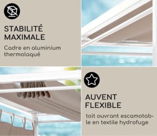 blumfeldt Eremitage Bain de soleil 2 personnes cadre acier pare-soleil rideaux c – Image 3