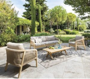 Salon de jardin Papouasie 5 places - Polyester, Acacia certifié FSC®