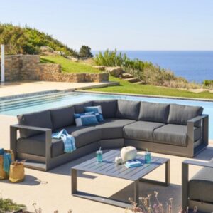 Salon d'angle de jardin Allure Graphite 5 places - Aluminium traité époxy, Polyester