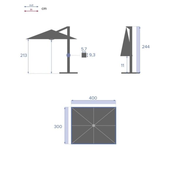 Parasol déporté rectangulaire Soly Honey & Noisette 4 x 3 m - Aluminium, Polyester – Image 3