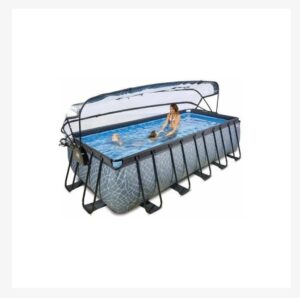 Piscine couverte EXIT Stone 540x250x122cm avec pompe filtrante à sable - grise