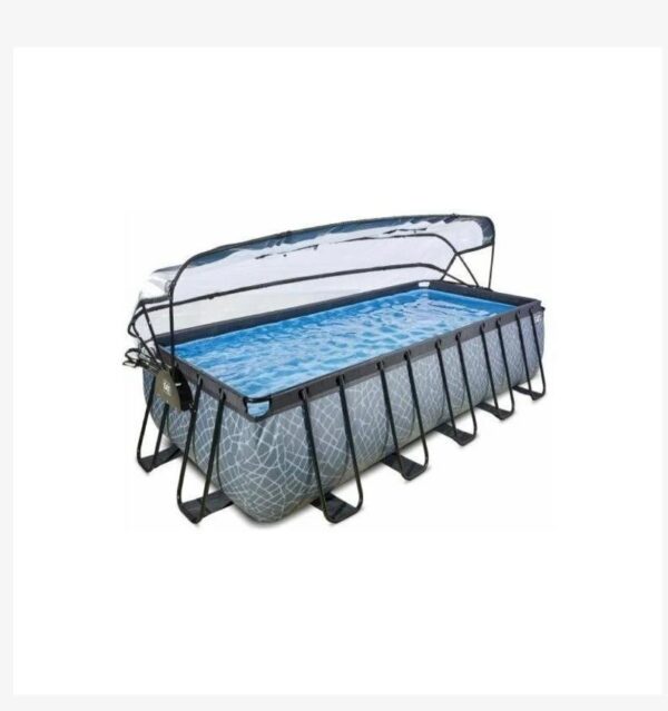 Piscine couverte EXIT Stone 540x250x122cm avec pompe filtrante à sable - grise – Image 3