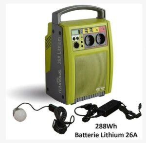 Orium Energie - Station d'énergie portative à recharge solaire 26 A Lithium 288 Wh couleur vert et gris