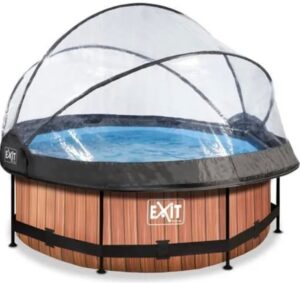 Piscine couverte EXIT WOOD Avec pompe filtrante - Marron - ø244 x 76