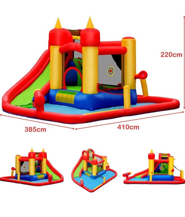 GOPLUS 7 en 1 Château Gonflable ,Aire de Jeux Aquatique avec Zone de Saut de Mur d'escalade et Toboggan pour Fête de l'eau d'Eté des Enfants – Image 2