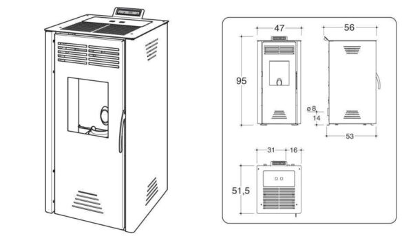 POÊLE à Granulés Invicta Adrano 7 Noir – Image 2