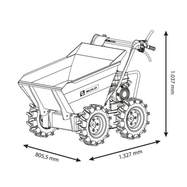 Brouette motorisée avec benne 300kg - 6.5 CH 4 vitesses MW-Tools MD300 – Image 3
