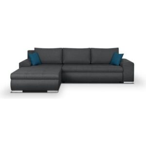 Canapé d'angle convertible réversible 5 places - Tissu gris foncé - Contemporain