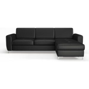 Canapé d'angle fixe réversible - Simili noir - L 265 x P 170 x H 83 cm - LEXX