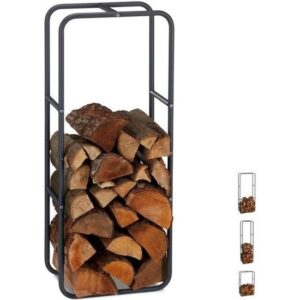 Relaxdays Etagère de Cheminée étagère à bûches Bois acier bois porte-bûches range buche
