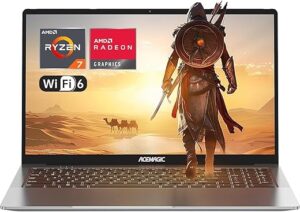 ACEMAGIC Gaming Ordinateur Portable 16,10 Pouces avec AMD Ryzen 7 5825U(8C/16T, jusqu'à 4,50GHz) 16Go DDR4,512Go M.2 SSD Boîtier en Métal et Rétroéclairé pour PC Portables...