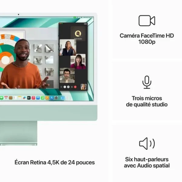 Apple - 24" - iMac Retina 4,5K (2023) - Puce Apple M3 - RAM 8Go - Stockage 256Go - GPU 10 coeurs - Vert – Image 6