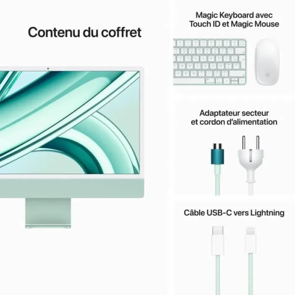 Apple - 24" - iMac Retina 4,5K (2023) - Puce Apple M3 - RAM 8Go - Stockage 256Go - GPU 10 coeurs - Vert – Image 9