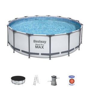 Bestway 56438 Piscine hors sol Steel Pro Max™ diamètre 457 x 122 cm, filtre à cartouche, bâche, échelle