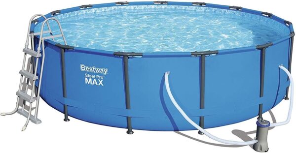 Bestway 56438 Piscine hors sol Steel Pro Max™ diamètre 457 x 122 cm, filtre à cartouche, bâche, échelle – Image 8
