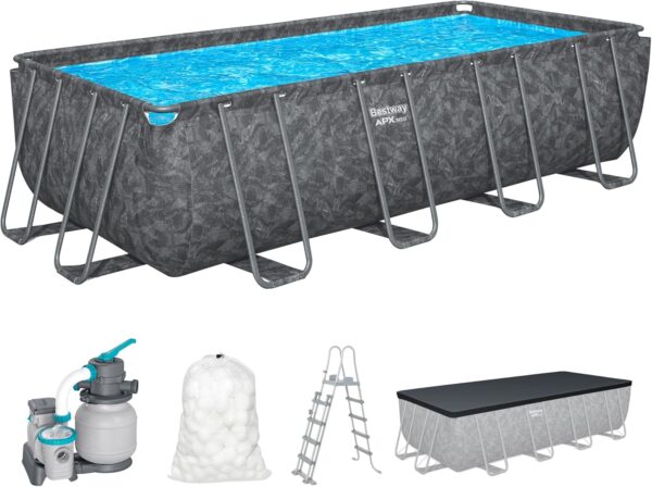Bestway Kit Piscine Hors Sol rectangulaire APX 365-549 cm x 274 cm x 132 cm - Gris foncé – Image 2