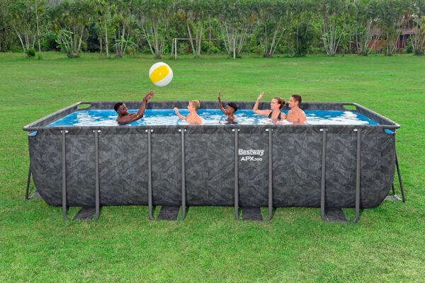 Bestway Kit Piscine Hors Sol rectangulaire APX 365-549 cm x 274 cm x 132 cm - Gris foncé – Image 4
