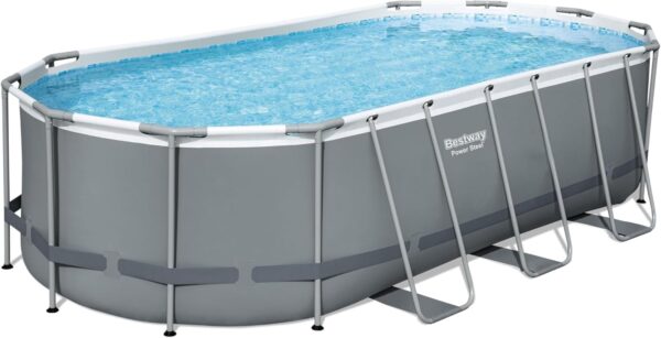 BESTWAY Piscine hors sol ovale Power Steel™ 549 x 274 x 122cm avec filtre à cartouche, bâche, échelle – Image 3