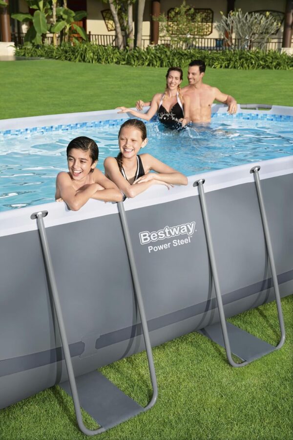 BESTWAY Piscine hors sol ovale Power Steel™ 549 x 274 x 122cm avec filtre à cartouche, bâche, échelle – Image 4