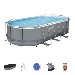 BESTWAY Piscine hors sol ovale Power Steel™ 549 x 274 x 122cm avec filtre à cartouche, bâche, échelle