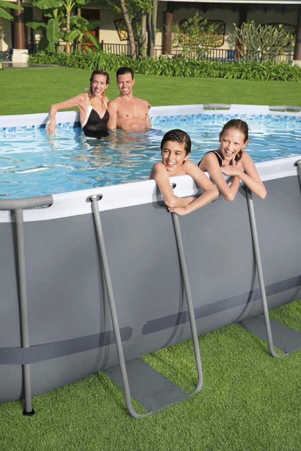 BESTWAY Piscine hors sol ovale Power Steel™ 549 x 274 x 122cm avec filtre à cartouche, bâche, échelle – Image 5