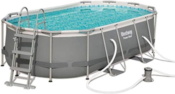 BESTWAY Piscine hors sol ovale Power Steel™ 549 x 274 x 122cm avec filtre à cartouche, bâche, échelle – Image 8
