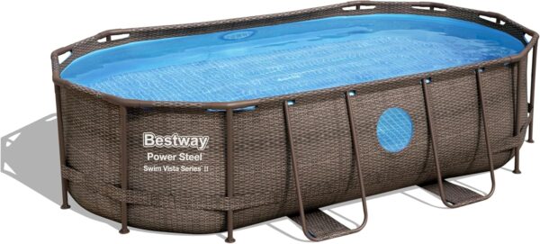 Bestway Piscine Hors Sol Ovale Power Steel Swim Vista rotin 427 x 250 x 100cm – Image 3