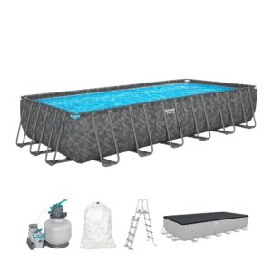 Bestway Piscine Hors Sol rectangulaire APX 365-732 cm x 366 cm x 132 cm - Gris foncé