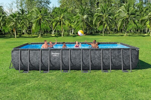 Bestway Piscine Hors Sol rectangulaire APX 365-732 cm x 366 cm x 132 cm - Gris foncé – Image 4