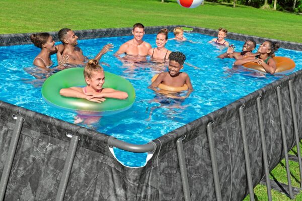 Bestway Piscine Hors Sol rectangulaire APX 365-732 cm x 366 cm x 132 cm - Gris foncé – Image 9