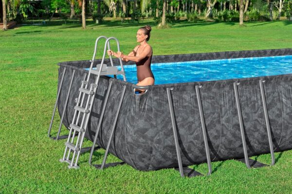 Bestway Piscine Hors Sol rectangulaire APX 365-732 cm x 366 cm x 132 cm - Gris foncé – Image 10