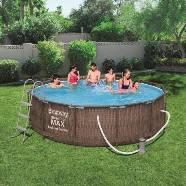 Bestway Piscine Hors Sol Ronde Steel Pro Max 366 x 100 cm Effet rotin – Image 2