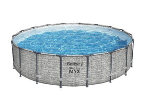 Bestway Piscine Hors Sol Steel Pro Max™ Motif Pierres Grises, 549 x 122 cm, système FrameLink™, échelle, bâche, Pompe et Cartouche de Filtration