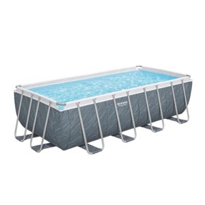 Bestway® Power Steel™ Piscine de Rechange sans Accessoires 488 x 244 x 122 cm, Aspect marbre (Gris Ardoise), rectangulaire
