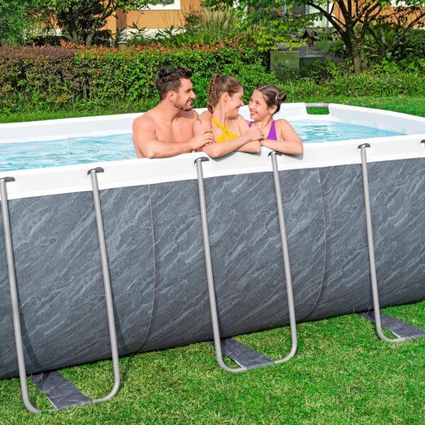 Bestway® Power Steel™ Piscine de Rechange sans Accessoires 488 x 244 x 122 cm, Aspect marbre (Gris Ardoise), rectangulaire – Image 5