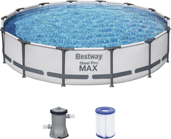 Bestway Steel Pro Max Piscine Hors-Sol Ronde avec Pompe de Filtration Gris Ø 427 x 84 cm – Image 2